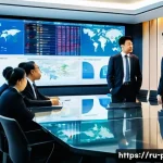 Home 19 세계화와 정치경제 - A modern corporate boardroom scene in a major South Korean city skyscraper, showing diverse executiv...
